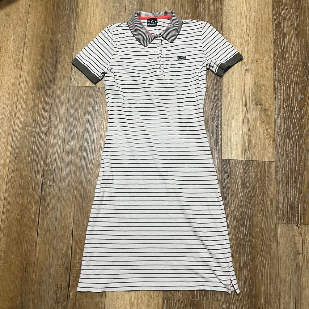 EA7 Emporio Armani Striped Mini Piqué Striped Polo Dress XS Tennis Golf Preppy